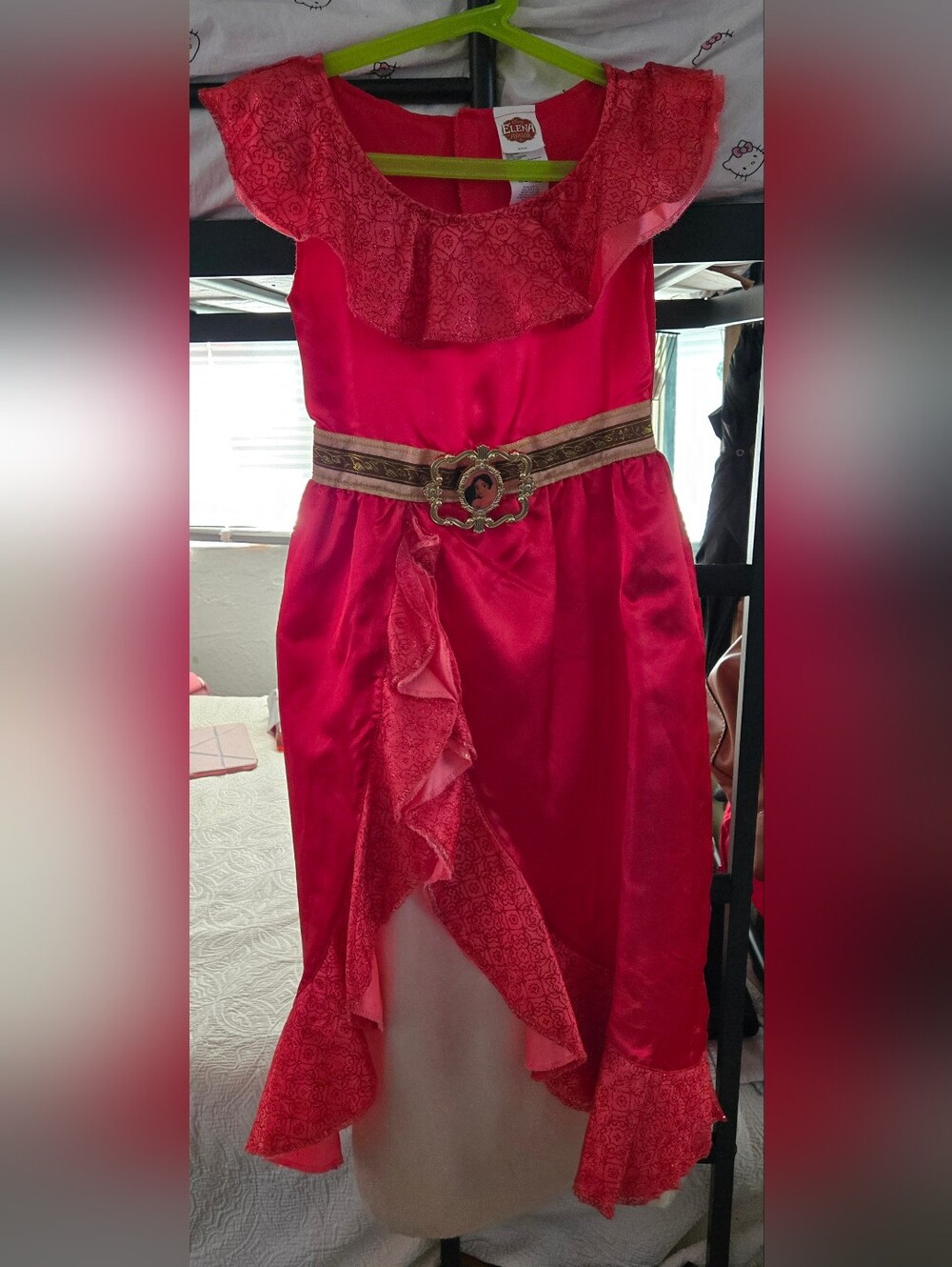 Disney Hot Pink Satin ELENA Princess Dress with Gold Accent Belt
